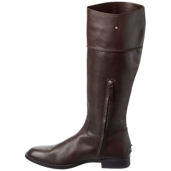Tod’S Leather Knee-High Boot, Brown - Picture 2 of 5